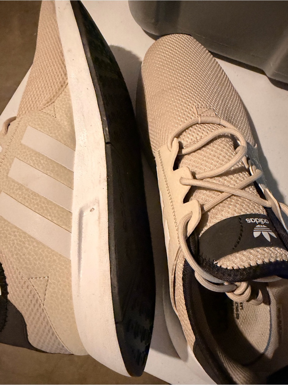 adidas Men’s Beige Knit Casual Sneakers
